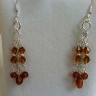 Amber Trio Droplet Sterling Silver Earrings